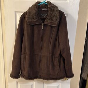 Women's Brown Jacket with Faux Fur Lining